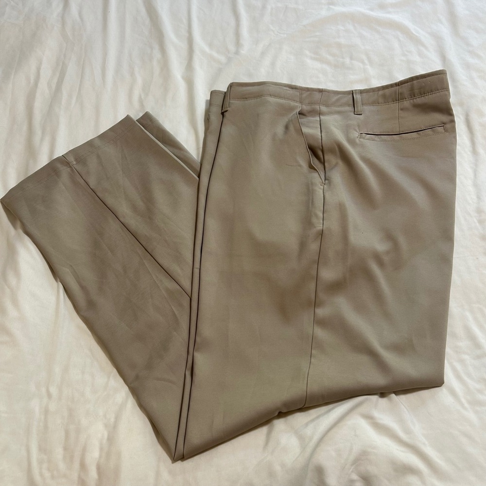 Pebble Beach Dry-Luxe Performance Golf Pants Mens 40x32 Tan Khaki Flat Front